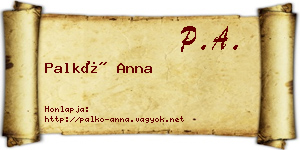 Palkó Anna névjegykártya